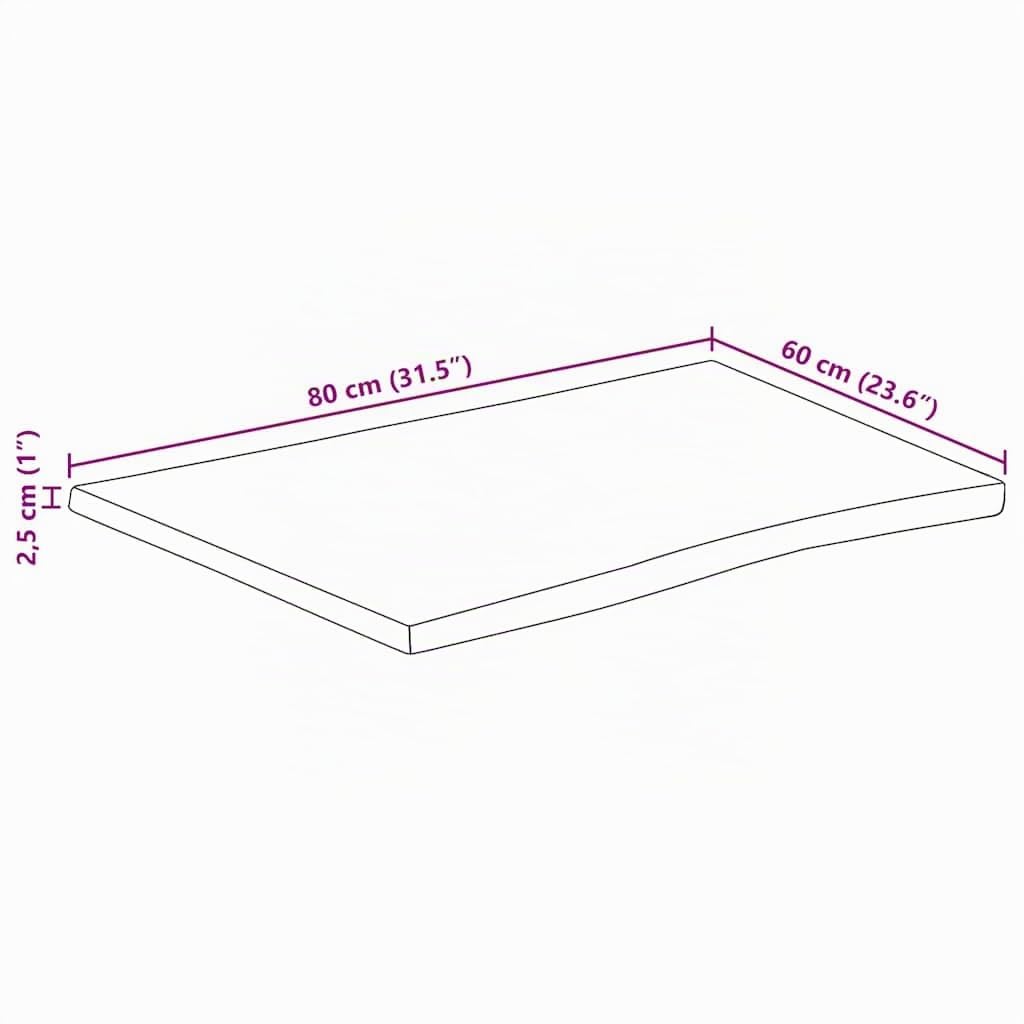vidaXL Dessus de Table Bord Vivant 80x60x2,5 cm Bois de manguier Brut