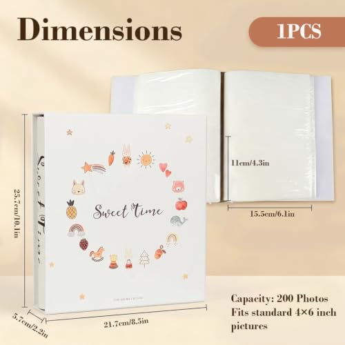 Image of HASTHIP Photo Album 4x6 Pullable Meaningful Photo Book Holds 200 Pictures with Protective Cover for Family Memories Anniversaries Gifts Giving