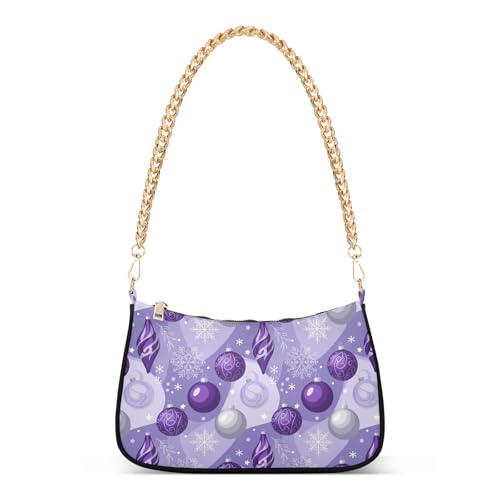 Sac à bandoulière à chaîne motif Noël violet femme : petit sac à main tendance chic