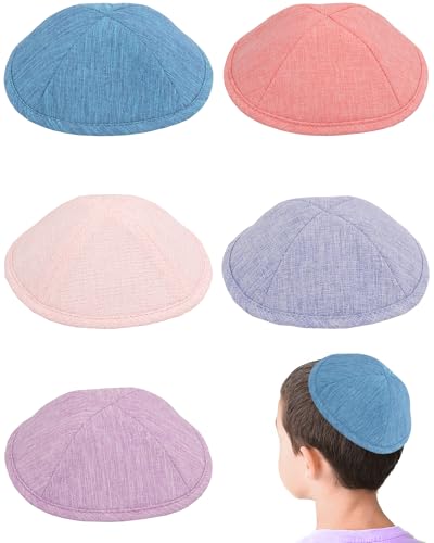 Image of Pack of 5-Pcs - Hq Satin /Linen /Velvet /Raw Silk /Suede Kippah for Men, Yamaka Hat Designed in Israel - Kippot Bulk