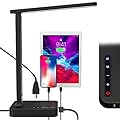 COZOO LED Desk Lamp with 3 USB Charging Ports,2 AC Outlet,3 Color Modes 3 Brightness Levels,Touch/Memory/Timer Function,Eye-Caring Home Office Foldable Natural Light Task Lamp for Reading,Study,Crafts