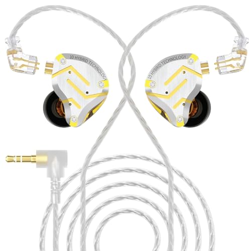 Image of KZ ZS10 Pro in-Ear Monitor Earphone with Mic, Hybrid Driver IEM (4 Balanced Armature+1 Dynamic Driver) 2Pin 0.75mm Connector, Detachable Cable 3.5mm Gold Plated Plug for Singers, Musician (Mic)