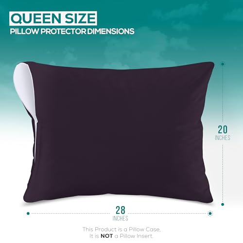 Image of Utopia Bedding Premium 100% Waterproof Pillow Protectors with Zipper Queen Size (Set of 2), Bed Bug and Dust Mite Proof Zippered Pillow Covers, Pillow Encasement Cases, Purple