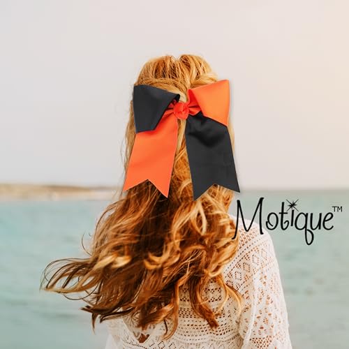 Pinza Jumbo de Moño Bicolor con Cintas (Naranja y Negro) miniatura 2