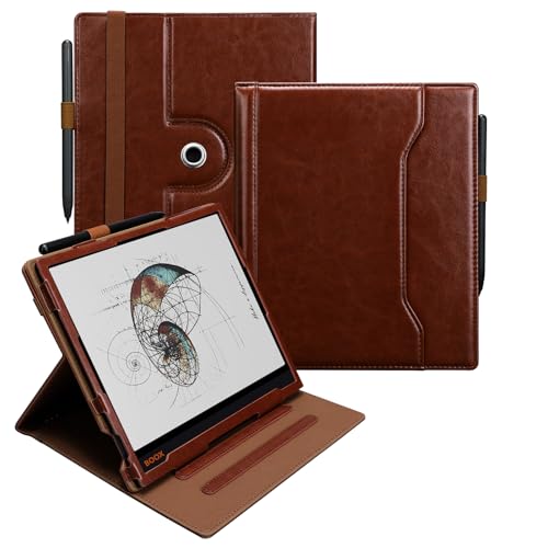 Image of E NET-CASE Case for 10.3 inch Boox Note Air 5 C (2025) / Note Air4 C (2024) / Note Air3 C / Air3 B /W (2023), 360 Rotating Stand Cover with Pen Holder /Hand Strap, Auto Sleep /Wake (Brown)