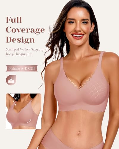 Image of 3-Pack Wireless Womens Bras No Underwire Seamless Jelly Bra Light Support Pullover Bralette Ultra Comfort Tshirt Bra