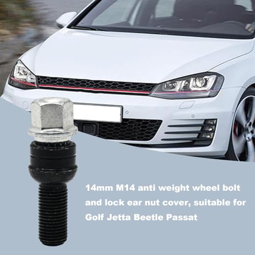 Image of 14mm M14 4+1 Wheel Bolts Locking Lug Nut Set with Key Replacement for MK4 B5 1998-2005, Replaces 8D0601139F