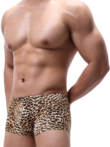 iKingksy Men's Leopard Boxer Briefs Pouch Trunk Underwear Low Rise Mens Under Panties2