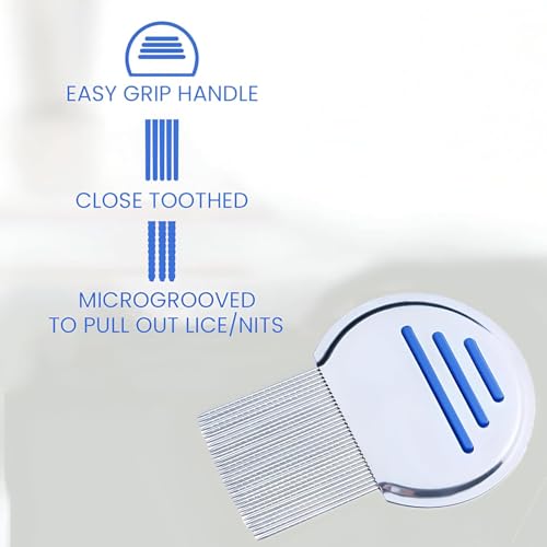 Image of 2-Piece Stainless Steel Lice Egg and Lice Comb for Men & Women | Nit Removal Comb with Long Handle lice com - (Pack of 2)