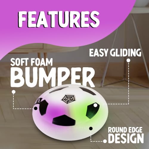 Gooyo GY3222 Floating Hover Football with Colorful Flash Light Effect | Indoor & Outdoor Pro Air Football Game for Kids/Girls/Boys/Gifts | White Color, Power Source: 4xAA Battery (Not Included) 2 41p4jL1eO7L