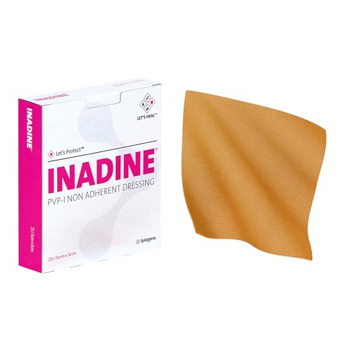 Inadine Non-Adherent Dressing 9.5cm x 9.5cm - Sterile Pack of 10| Iodine-Impregnated Antimicrobial Wound Care