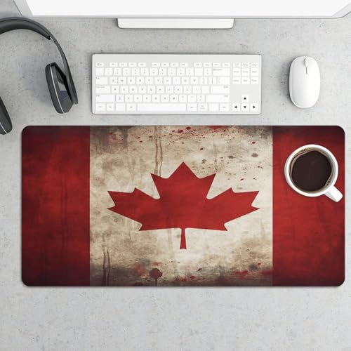 Retro Canada Flag Desk Mat Pad para Mouse Grande miniatura 5