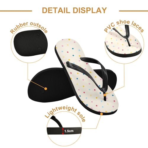 Colorful Dot Beige Flip Flops for Beach Thong Sandals Anti-slip Lightweight Flat Slippers for Summer Outdoor Travel3