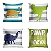 Awowee Lot de 4 housses de coussin 45 x 45 cm Rawr Means I Love You in Dinosaur pour enfants Décoration d'intérieur Housse de coussin carrée pour canapé-lit