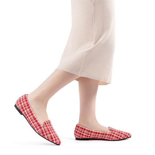 Image of MUSSHOE Black Flats for Women Pointed Toe-Comfortable Business Casual Work Shoes, Dressy Suede Slip On with Memory Foam for Office, Teacher & Standing All Day