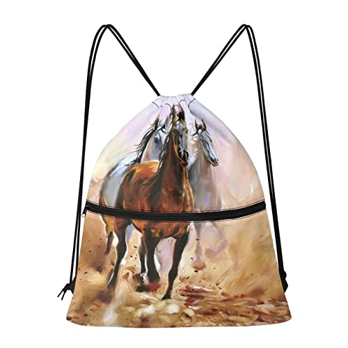 Biyejit Bolsa de almacenamiento para gimnasio y deportes al aire libre con bolsillo con cremallera, Caballo de correr Cover
