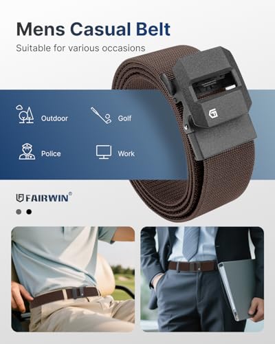 Image of FAIRWIN Ratchet Belt Men - Tactical Stretch Nylon Web Work Belts, Gift for Casual Jeans, Pants, Golf, and Everyday Use