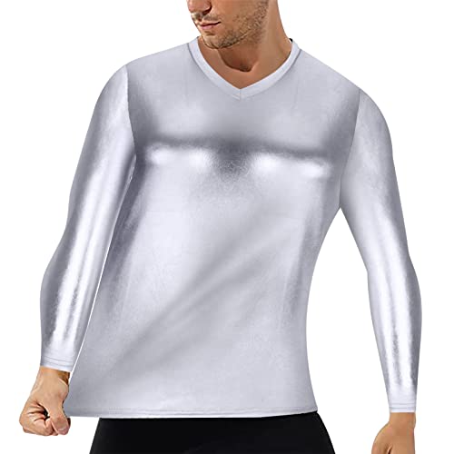 Shiny Sequin Tops for Men V Neck Long Sleeve Stretch Party T-Shirt 2024 Fall Winter Casual Vintage Shirts Clubwear
