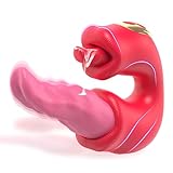 vibrierender Zungenvibrator Sexspielzeug mit G Punkt Vibratoren mit Klitorisstimulation für Frauen mit 9 Zungenlecken 9 VibrationModi 9 Schlagmodi, Vibratorensets für Frauen Klitoris Stimulator