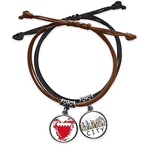 Bracelet cuir Bahreïn emblème national cordon tressé main