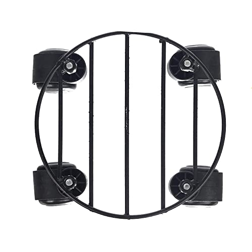 Image of Metal Black Strong Round Plant Stand with Wheels for Flower PotsOutdoor / Indoor Plants Gamla Stand | For Living room , Balcony and Home Garden | Durable and Sturdy | Rust Free Metal (Black Set of 4)