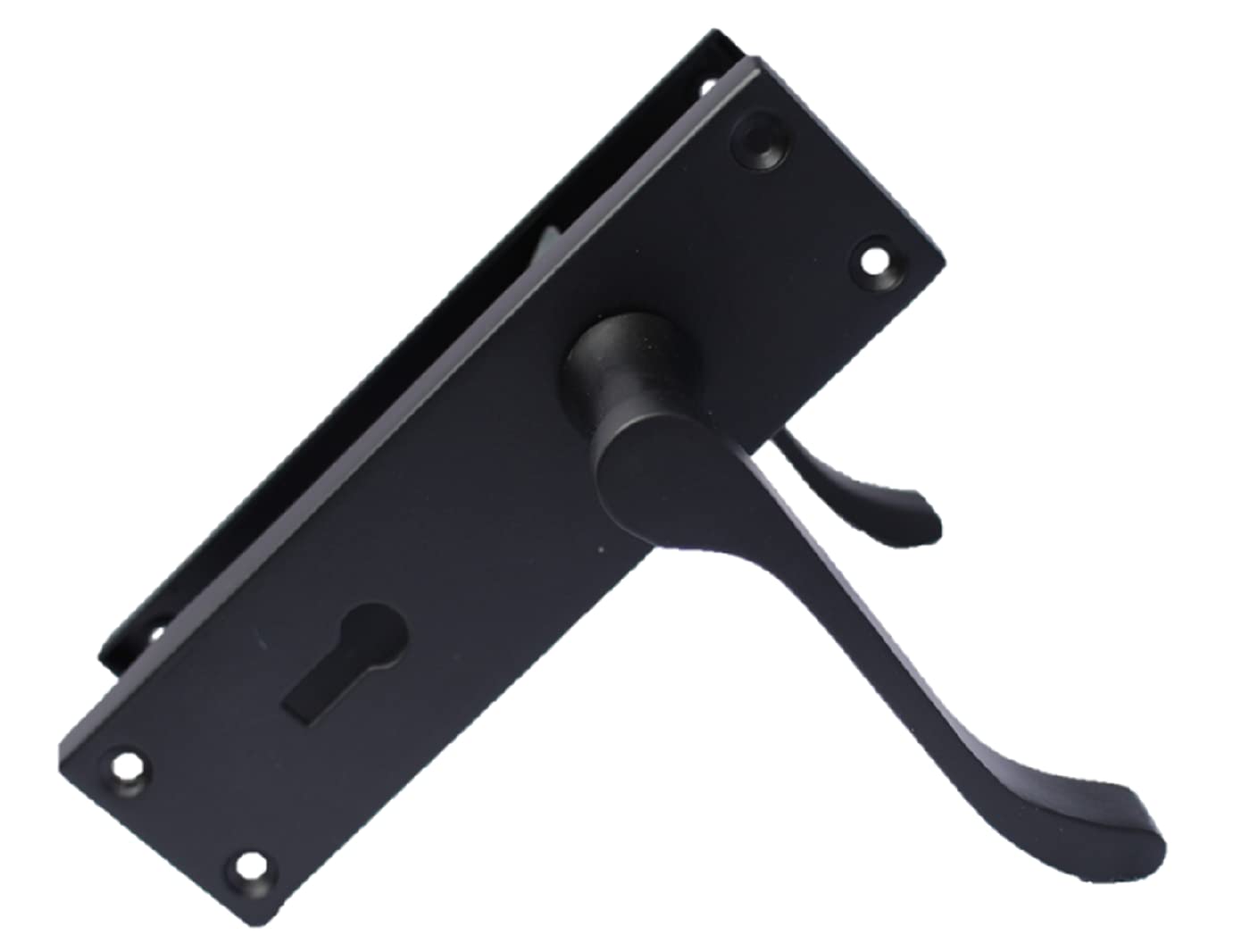 Haven Heritage Internal Victorian Scroll Quality Lever Lock Door Handles in Matt Black 150 x 40mm Sold as 1 Pair (1)