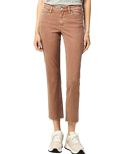 VERVET by Flying Monkey Light Brown Denim Straight Jeans Cropped Mid-Rise2