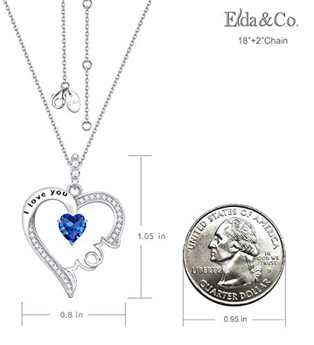 I Love You Mom Necklace for Wife Birthday Gifts Mom September October Birthstones Blue Sapphire Opal Tourmaline and More Stones Jewelry for Women 925 Sterling Silver Heart Pendant Necklace4