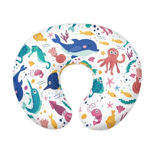 Hechitok Cartoon Ocean Nursing Pillow Cover Slipcover, Breastfeeding Newborn Infant Feeding Cushion Cover Pillow Slipcovers for Breastfeeding Moms