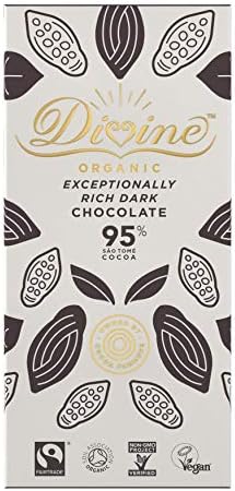 Divine Organic 95% Dark Chocolate Bar, 80 g (Pack of 1)