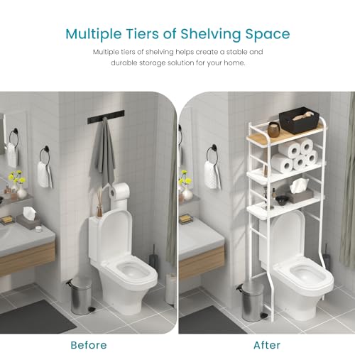 Image of Home Zone Living Over-the-Toilet Bathroom Storage Cabinet Organizer