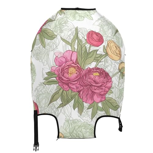 Joisal Floral Peony Spring Suitcase Cover Cute Luggage Protector Personalized Travel Accessories Suitcase Sleeve Colorful, XL, Fits 29-32 Inch Case2