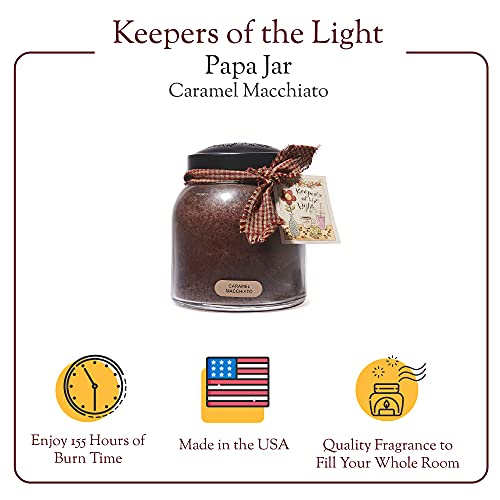 A Cheerful Giver — Caramel Macchiato - 34Oz Papa Scented Candle Jar With Lid - Keepers Of The Light - 155 Hours Of Burn Time, Gift For Women, Brown #TOP2
