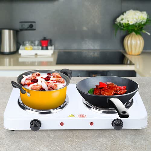 Image of Electric Double Burners, Automatic Temperature Control Durable and Antirust Double Burners Hot Plate, Lightweight Design for Home School Kitchen Restraunt