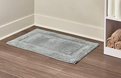 iDesign Spa Bathroom Mat, Rectangle-Shaped Small Rug Made of Cotton, Sage Green, 53.3 cm x 86.4 cm