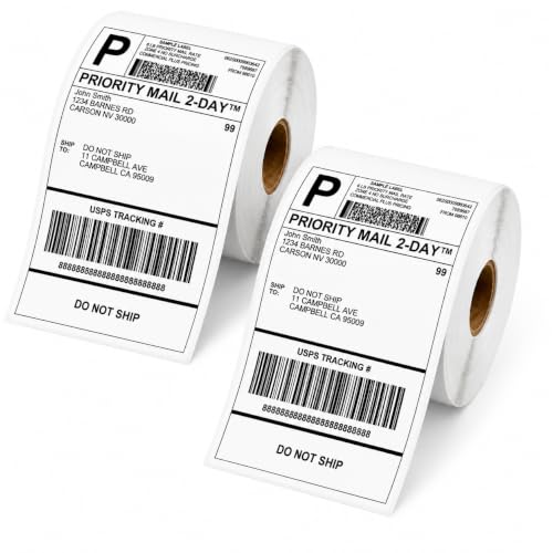 Image of HIROBOT 4x6 Direct Thermal Shipping Label Roll, 1000 Labels, Size 100x150mm