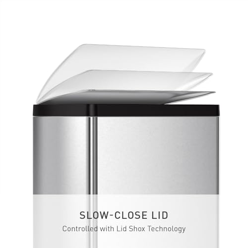 Image of simplehuman 38 Liter / 10 Gallon Rectangular Kitchen Step Trash Can, Brushed Stainless Steel