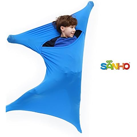 SANHO Premium Sensory Sock, Updated Version, Medium, 50" L x 24" W, Good for height:46"- 54" Blue Cover