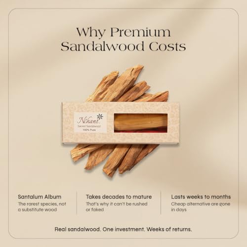 Image of N'CHANT 100% Pure Mysore Sandalwood Log for Face & Skin Care | Original Chandan Stick, Lab Tested | Cooling Ayurvedic Face Pack for Glow & Clear-Looking Skin | Pooja, Tilak & Meditation
