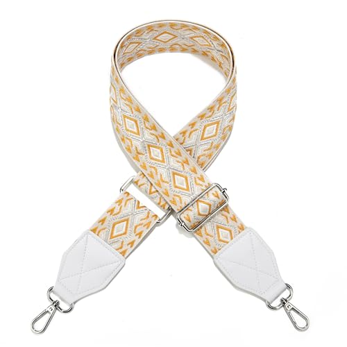 Image of LEMEDE Purse Strap,2 inch Leather End Shoulder Strap Adjustable Replacement,Retro Jacquard Multi-pattern Crossbody Bag Straps