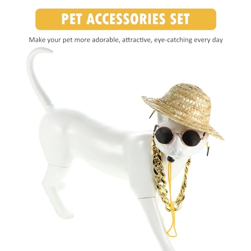 Sombrero de paja y collar para perros SEWACC, 3 piezas miniatura 7