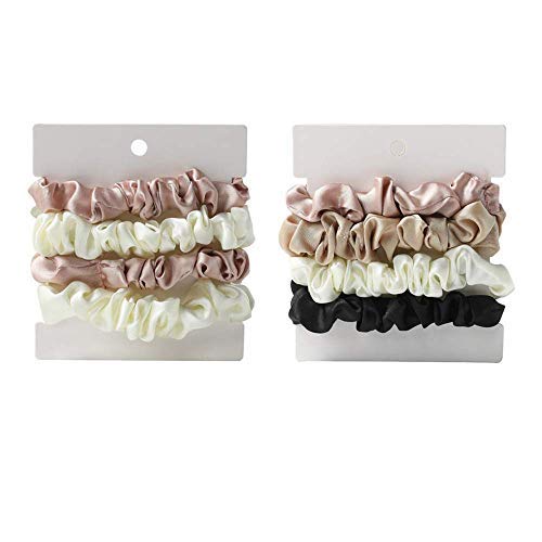 8pcs/black Silk Satin Scrunchies, Hair Scrunchies Small Hair Ties for Breakage Prevention and Gentle Style Hair Bands Scrunchy Hair Ties Ropes Scrunchie for Women Girls Hair Accessories