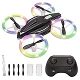 Mini Drone Toy For Children, Remote-Controlled Drone, Quadcopter With Altitude Hold And Headless Mode, All-Around Propeller Protection. Led Lights, 3 Speed Modes, Gift For Boys And Girls (Black).
