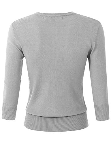 Image of Women's 3 /4 Sleeve Crew Neck Button Down Stretch Knit Cardigan Sweater (S-3XL)