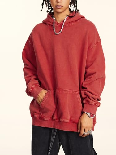 Mens Acid Wash Hoodie Vintage Casual Streetwear Overasized Hoodies Unisex Pullover Heavyweight Hooded Sweatshirt H02113