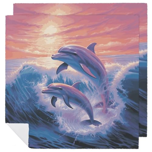 Servilletas de tela Dolphins Art pack 2, 18.7x18.7 pulg miniatura 1