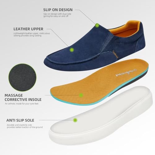 Image of OrthoComfoot Men's Orthopedic Slip-Ons Shoes, Light-Weight Arch Support Walking Loafers with Anti Slip Sole, Comfortable Casual Slip on Shoes for Foot and Heel Pain Relief