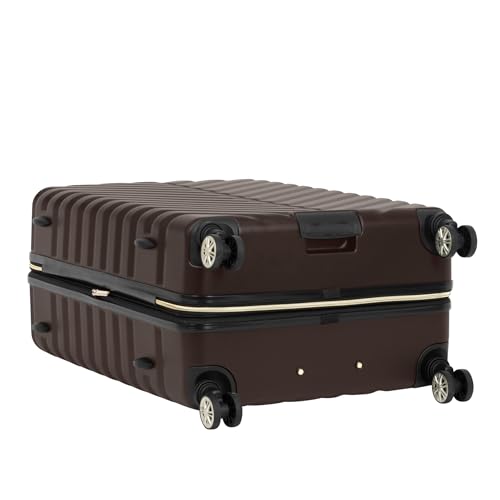 Image of Kenneth Cole REACTION Madison Square Lightweight Hardside Chevron Expandable Spinner Luggage, Chocolate Brown, 24-Inch Checked, Kenneth Cole Reaction Women's Madison Square Hardside Chevron Expandable
