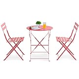 JY QAQA 3 Piece Patio Bistro Set No Assembly Needed Folding Round Table and Chairs,Metal Outdoor...