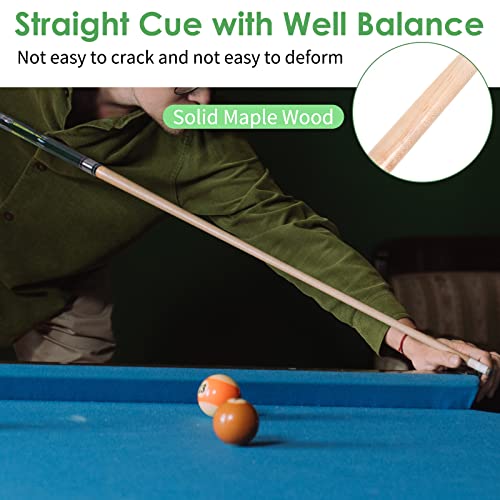 Pool Cue Stick, 58'' Snooker Play Cue Professional Billiard Sticks 18,19,20,21,22 Oz 2-Piece For Pool Table Sports (Green, Maple Wood) #TOP4